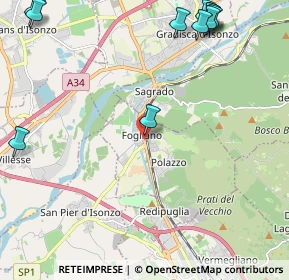 Mappa Via Redipuglia, 34070 Fogliano Redipuglia GO, Italia (3.08364)