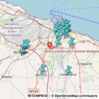 Mappa Strada delle Canestrelle, 70124 Bari BA, Italia (4.07278)