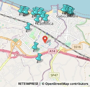 Mappa Via Curie Madame, 47841 Cattolica RN, Italia (1.3095)