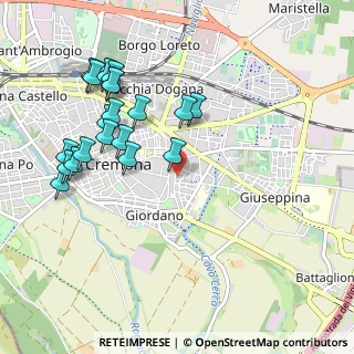 Mappa Via Francesco Genala, 26100 Cremona CR, Italia (1.072)