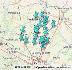 Mappa Via Circonvallazione Levante, 40066 Pieve di Cento BO, Italia (10.0215)