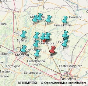 Mappa Via Argini Sud, 40014 Crevalcore BO, Italia (11.6725)