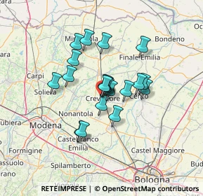 Mappa Via Rosselli Fratelli, 40014 Crevalcore BO, Italia (9.6755)