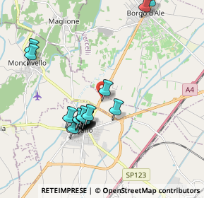 Mappa STRADA PROVINCIALE 593 km 12+706 STRADA STATALE PER BORGO D'ALE KM 2, 13040 Moncrivello VC, Italia (1.773)