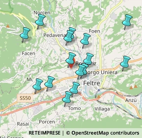 Mappa Via Fosse, 32032 Feltre BL, Italia (1.74667)