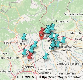 Mappa Piazza della Ceramica, 36055 Nove VI, Italia (10.8385)