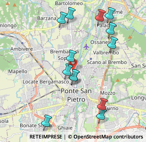Mappa Via G. Donizetti, 24030 Ponte San Pietro BG, Italia (2.08923)