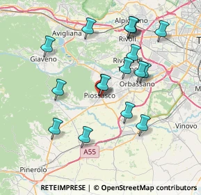 Mappa Via Riva Po, 10045 Piossasco TO, Italia (7.42412)