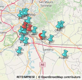 Mappa Via Palmiro Togliatti, 10028 Trofarello TO, Italia (7.57421)