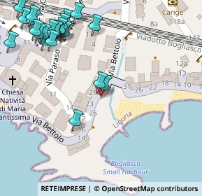 Mappa Via Ammiraglio Bettolo, 16031 Bogliasco GE, Italia (0.09167)