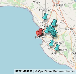 Mappa Riviera Nazario Sauro, 73014 Gallipoli LE, Italia (10.4275)