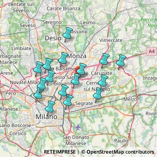 Mappa Via Arturo Toscanini, 20093 Cologno Monzese MI, Italia (6.85625)