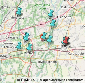 Mappa Via Filippo Meda, 20065 Inzago MI, Italia (7.40643)