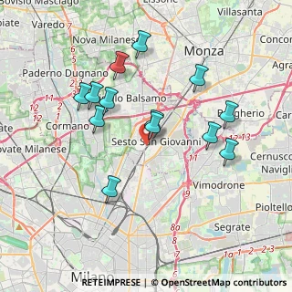 Mappa Piazza Martiri di via Fani 90 citofono Sesto Hub, 20099 Sesto San Giovanni MI, Italia (3.54385)