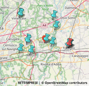 Mappa Via Campagna, 20065 Inzago MI, Italia (7.41429)