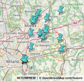 Mappa Via Vittorio Bachelet, 20063 Cernusco sul Naviglio MI, Italia (7.3545)