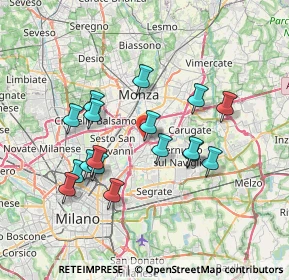 Mappa Via Domenico Cimarosa, 20093 Cologno Monzese MI, Italia (6.62941)
