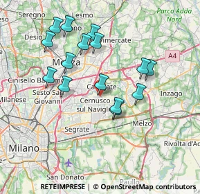 Mappa Via Padre D. M. Turoldo, 20063 Cernusco sul Naviglio MI, Italia (6.94267)