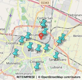 Mappa Via Bologna, 43122 Parma PR, Italia (1.71615)