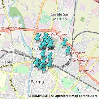 Mappa Via M. Valenti, 43122 Parma PR, Italia (0.585)