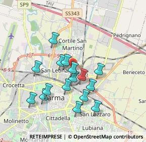 Mappa Via Guastalla, 43122 Parma PR, Italia (1.63375)