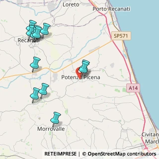 Mappa Via delle Fonti, 62018 Potenza Picena MC, Italia (5.2975)