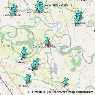 Mappa Via Roma, 26824 Cavenago D'adda LO, Italia (3.15158)