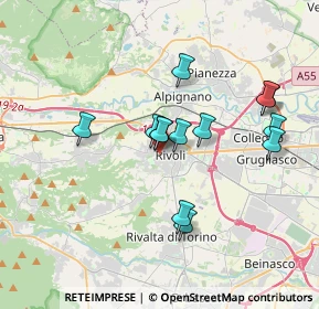 Mappa Via Vittorio Amedeo II, 10098 Rivoli TO, Italia (3.13846)