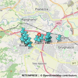 Mappa Via Varallo, 10098 Rivoli TO, Italia (1.3775)