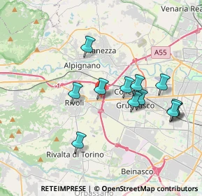Mappa Via Carso, 10098 Rivoli TO, Italia (3.505)