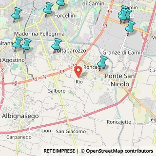 Mappa Via Leandro Faggin, 35020 Ponte San Nicolò PD, Italia (3.41364)