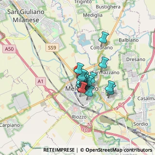 Mappa MELEGNANO Via V. Veneto, 20077 Melegnano MI, Italia (0.98778)