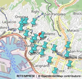 Mappa Piazza dei Cappuccini, 16125 Genova GE, Italia (0.98833)