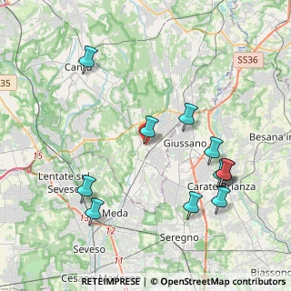 Mappa Via Emanuele D'Adda, 22066 Mariano Comense CO, Italia (4.42636)