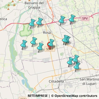 Mappa Via Cavalieri di Vittorio Veneto 104 rosà di cusinati, 36056 Rosà VI, Italia (3.82846)