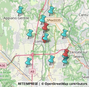 Mappa Via B. M. Carcano, 22074 Lomazzo CO, Italia (3.64077)