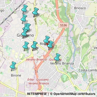 Mappa Via Monte Santo, 20833 Giussano MB, Italia (1.11667)