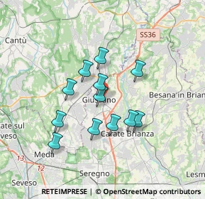 Mappa Via Damiano Chiesa, 20833 Giussano MB, Italia (2.805)