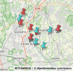 Mappa Via Rossini, 20842 Besana in Brianza MB, Italia (3.04167)