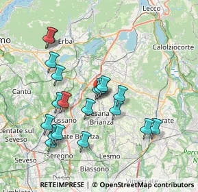 Mappa Via Giuseppe Garibaldi, 23893 Cassago Brianza LC, Italia (7.30263)