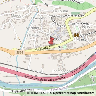 Mappa Via Aosta, 13, 11020 Nus AO, Italia, 11020 Nus, Aosta (Valle d'Aosta)