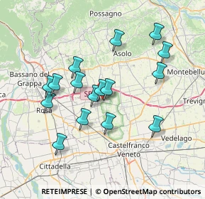 Mappa Via Bagolaro 31037 Loria TV. Parcheggio da Via Montesanto, 31039 Riese Pio X TV, Italia (6.69125)