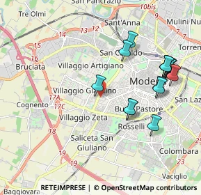 Mappa Viale Italia, 41126 Modena MO, Italia (2.10667)