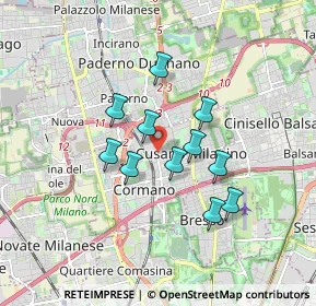 Mappa Via Giuseppe Zucchi, 20095 Cusano Milanino MI, Italia (1.34455)