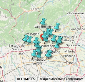 Mappa Via A. Rossetto, 31010 Maser TV, Italia (9.7615)