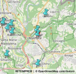 Mappa Piazza Libertà, 21046 Malnate VA, Italia (3.01167)