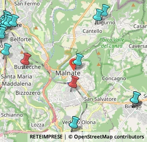 Mappa Piazza Libertà, 21046 Malnate VA, Italia (3.429)