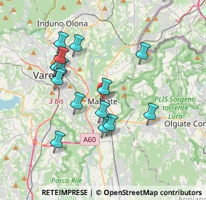 Mappa Via G. Bruno, 21046 Malnate VA, Italia (3.42667)