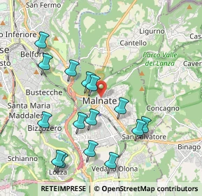Mappa Via G. Bruno, 21046 Malnate VA, Italia (2.064)