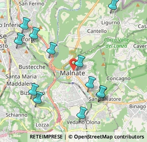 Mappa Via G. Bruno, 21046 Malnate VA, Italia (2.3425)